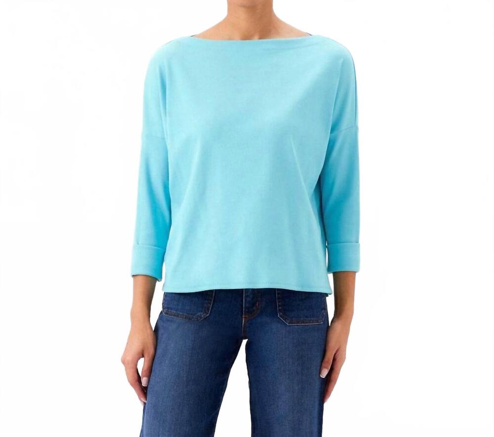 NEW KAREN KANE ribbed boatneck top in aqua